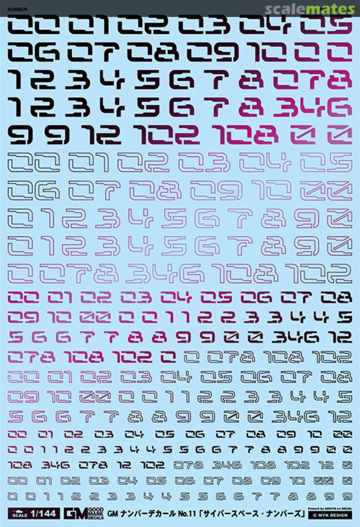 Boxart GM Number Decal No.11 Cyberspace Numbers [Prism Night Red] GM-715 MYK Design