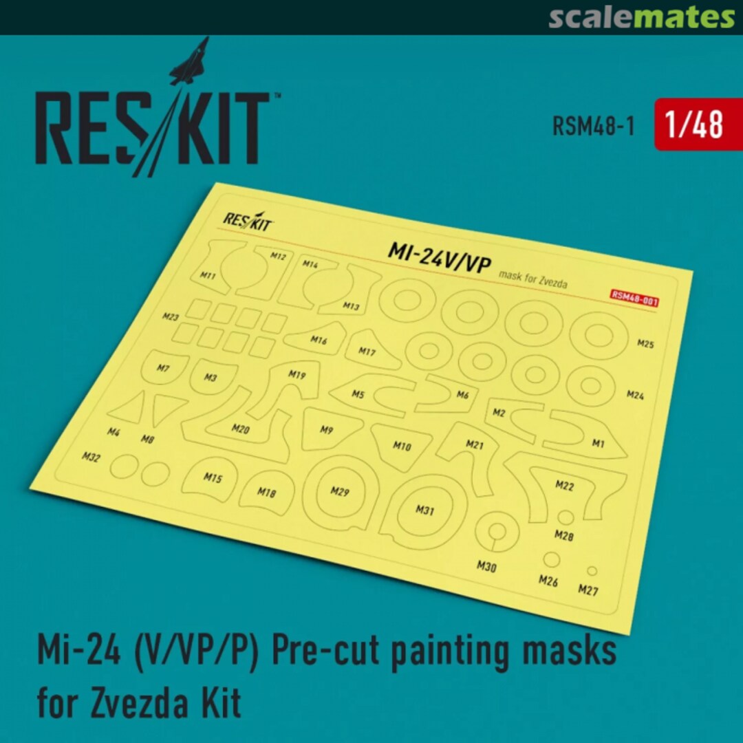 Boxart Mi-24 V,VP,P Pre-cut painting masks for Zvezda kit RSM48-001 ResKit