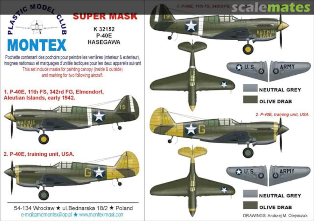 Boxart Curtiss P-40E Kittyhawk "USAAF" K32152 Montex