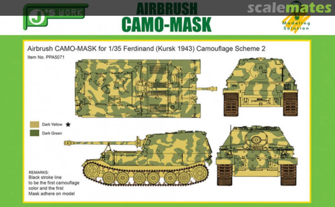 Boxart Airbrush CAMO-MASK Ferdinand (Kursk) Camo Scheme 2 PPA5071 J's Work