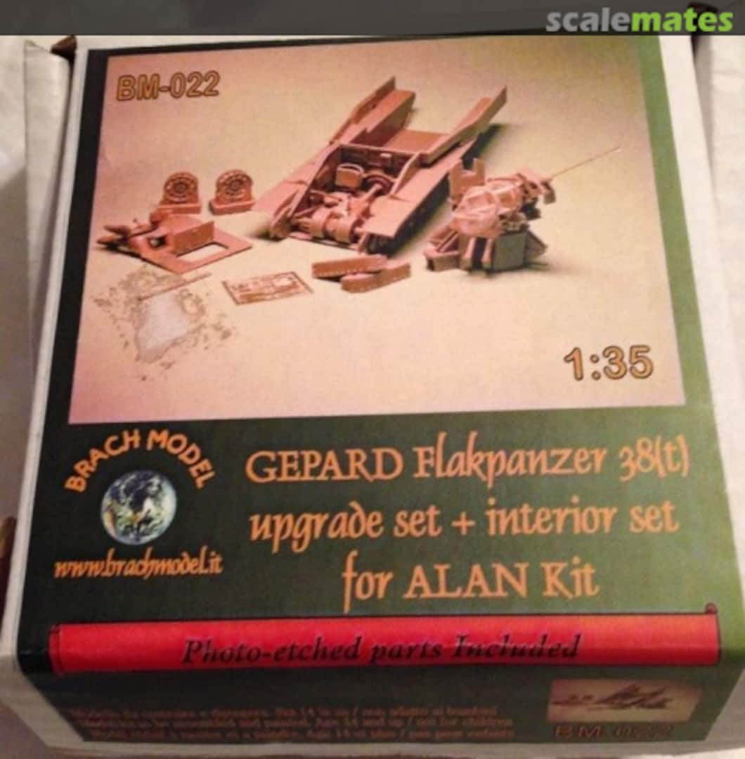 Boxart Gepard Flakpanzer 38(t) upgrade set + interior set BM-022 Brach Model