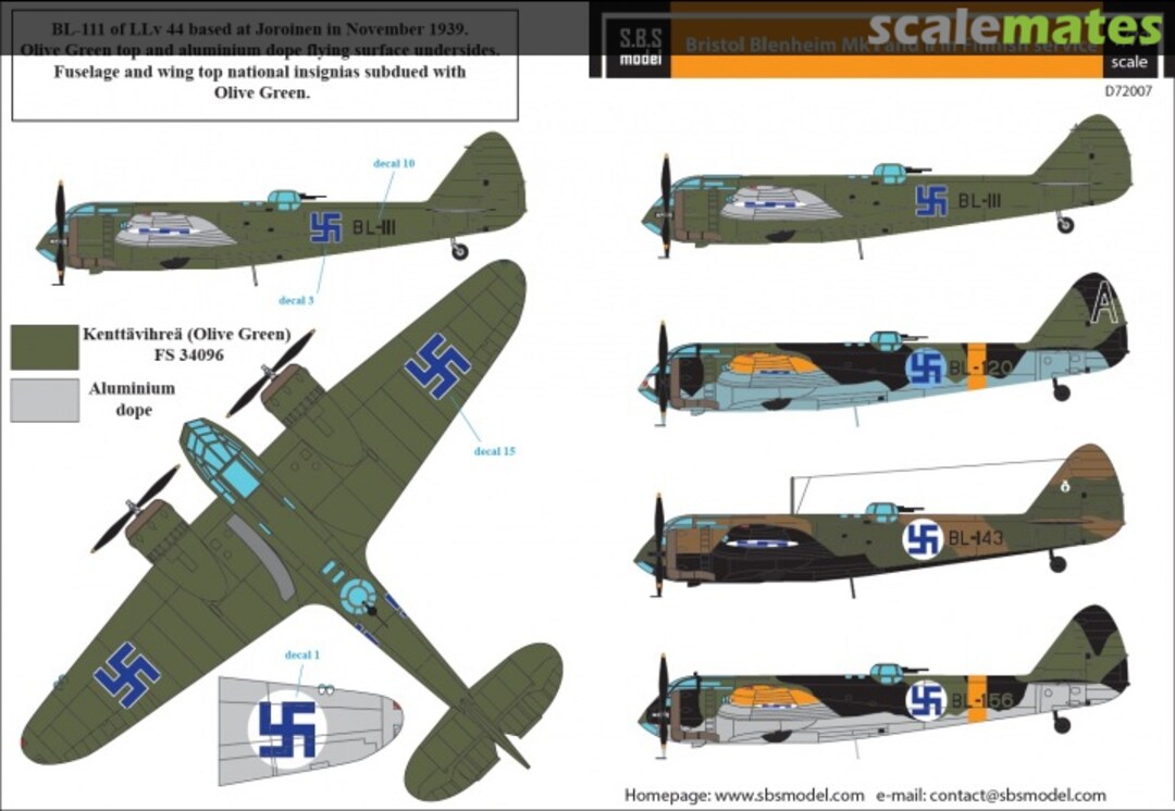 Boxart Bristol Blenheim Mk.I-II in Finnish service D72007 SBS Model