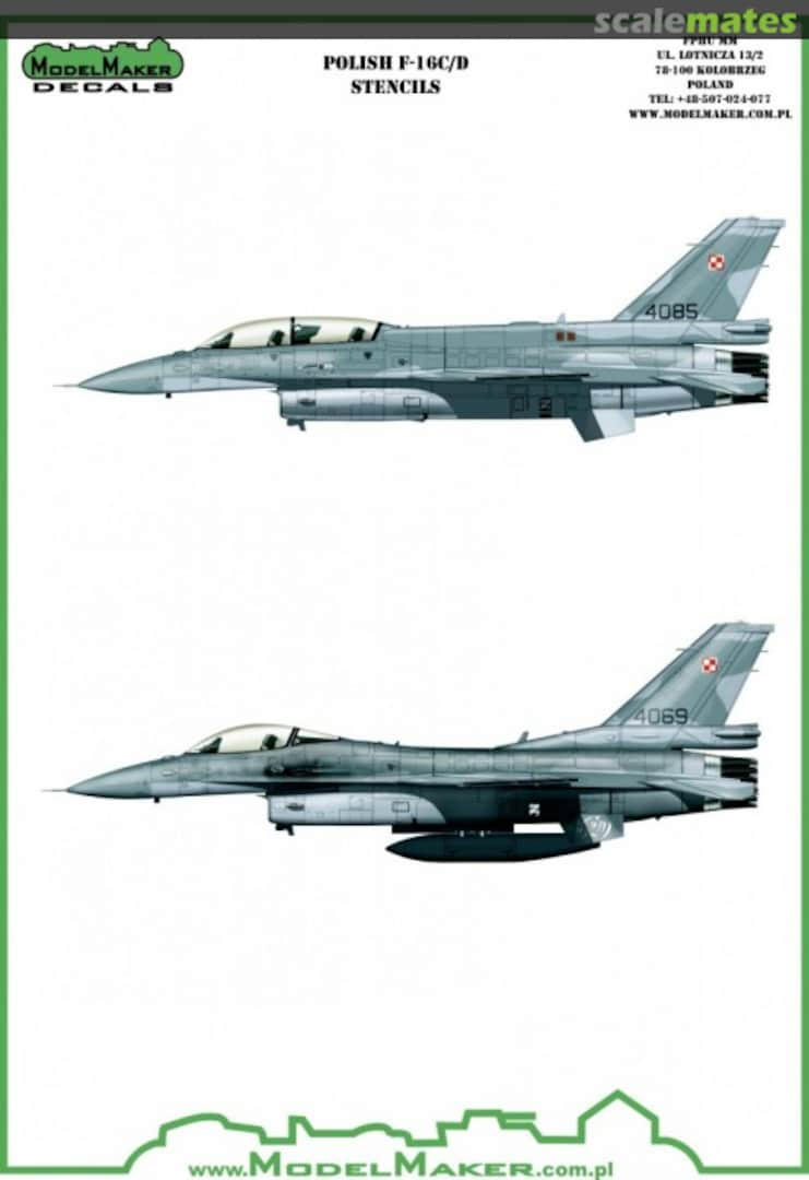 Boxart Polish F-16C/D Stencils D72073 ModelMaker