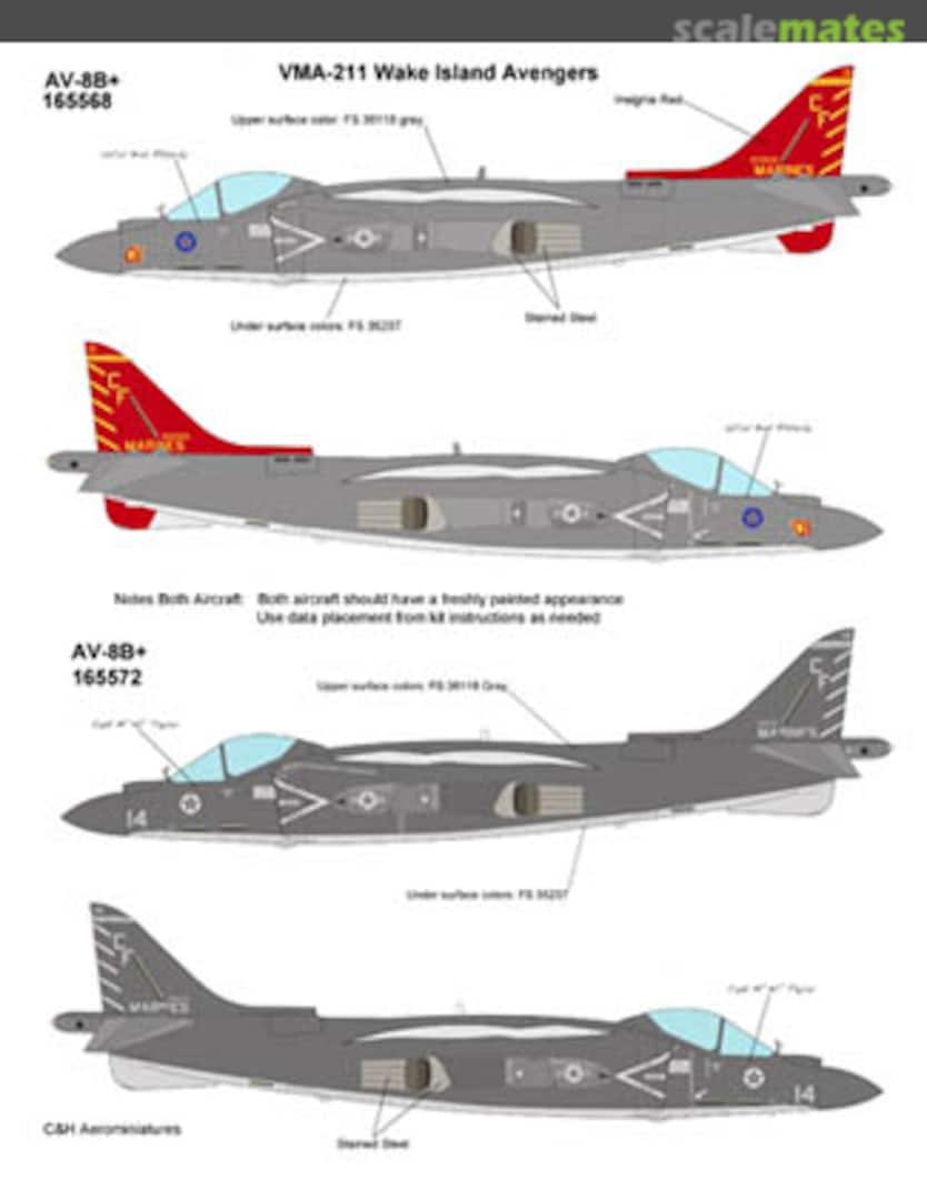 Boxart AV-8B+ VMA-211 Wake Island Avengers DECAL211 C&H Aero Miniatures