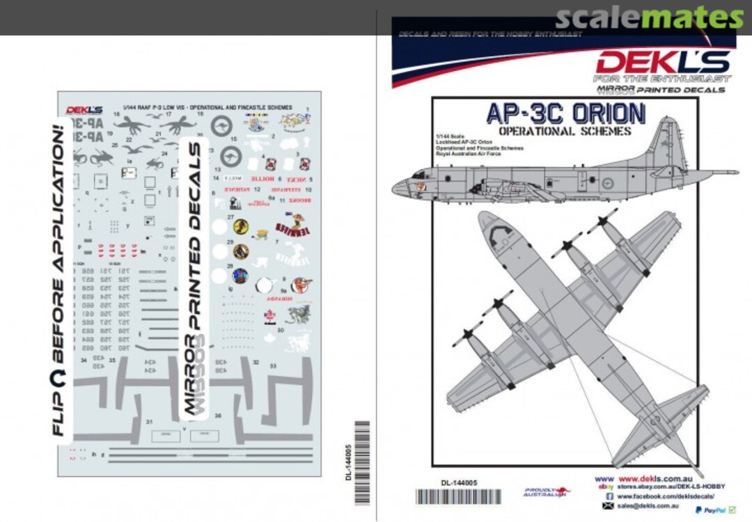 Boxart Lockheed AP-3C Orion - RAAF Opeational & Fincastle Schemes DL144005 DEKL's