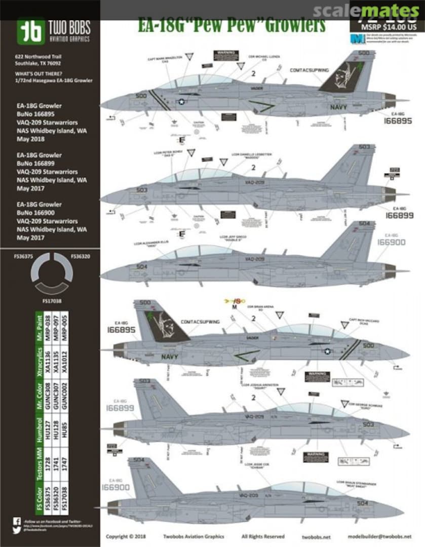 Boxart EA-18G "Pew Pew" Growlers 72-108 TwoBobs Aviation Graphics