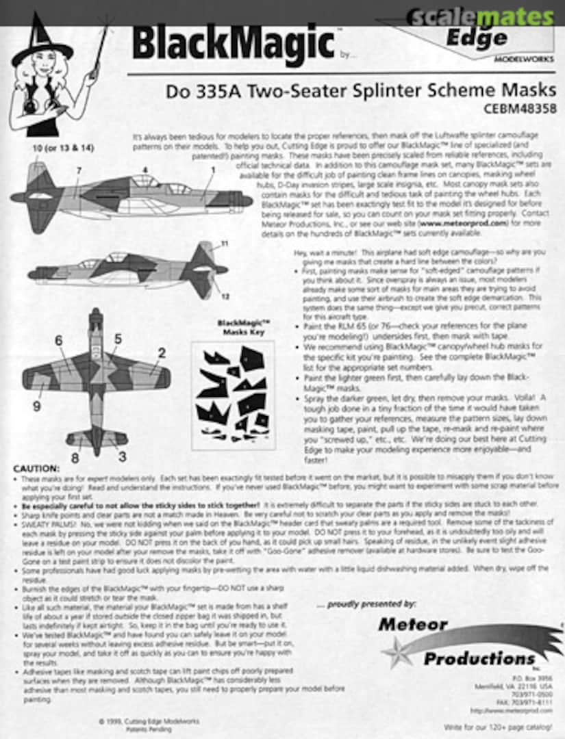 Boxart Do 335A Two-Seater Splinter Scheme Masks CEBM48358 Cutting Edge Modelworks