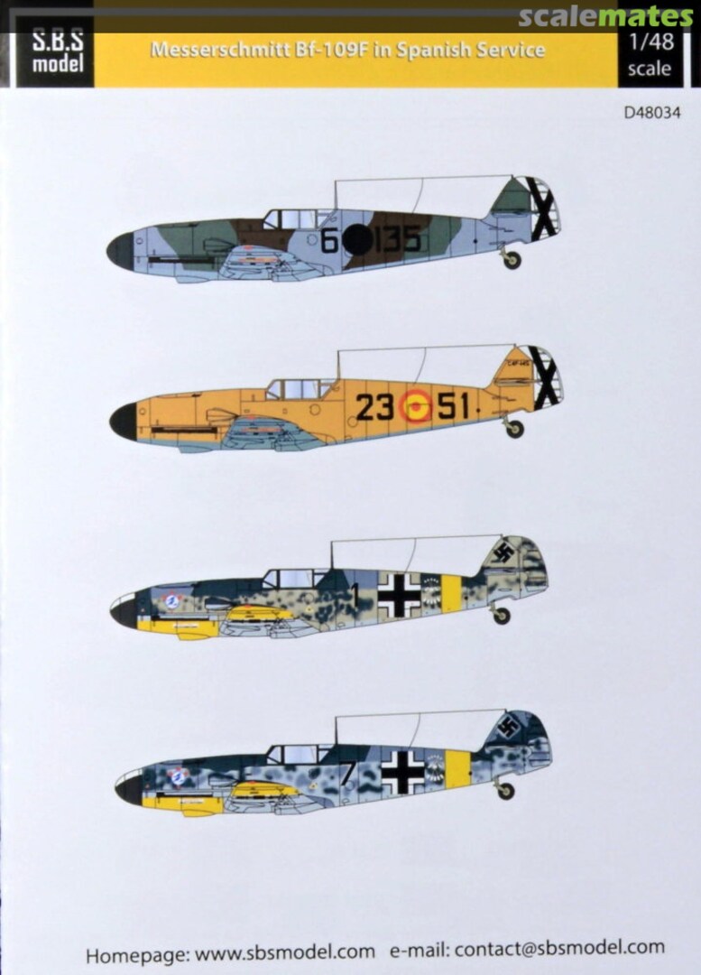 Boxart Messerschmitt Bf109F in Spanish Service D48034 SBS Model