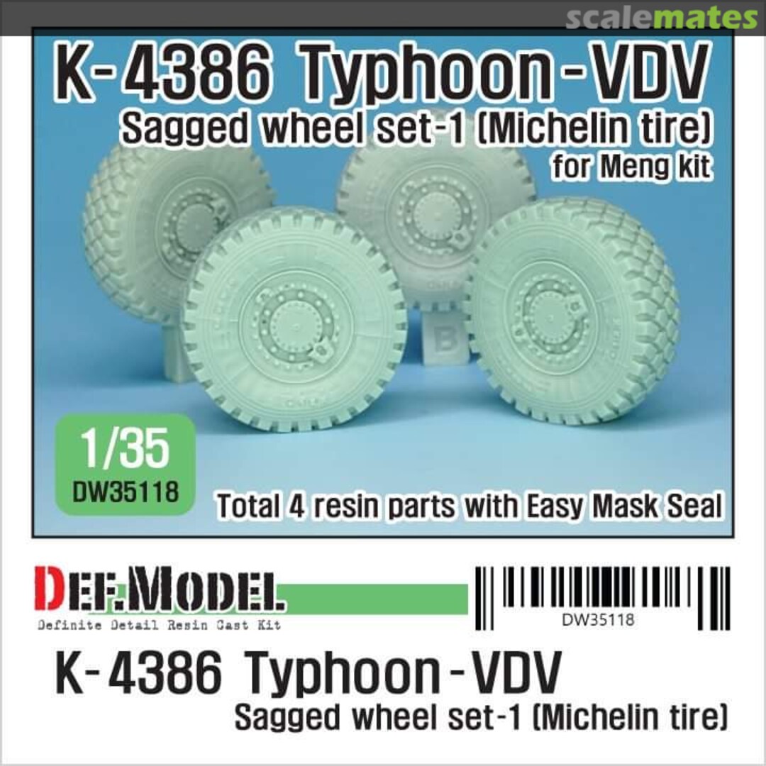 Boxart K-4386 Typhoon VDV sagged wheel set 1 Michelin tire DW35118 Def.Model