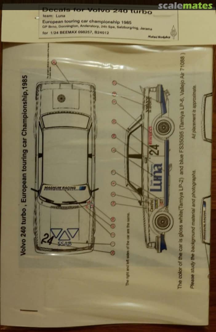 Boxart Volvo 240 turbo, team Luna, ETCC 1985 MW24011 Matwej Workshop