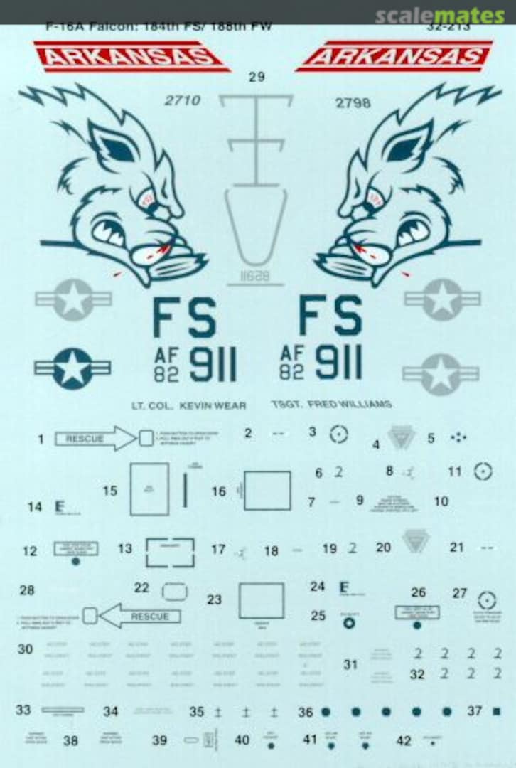 Boxart F-16A Falcon 184th FS/188th FW 32-213 Microscale