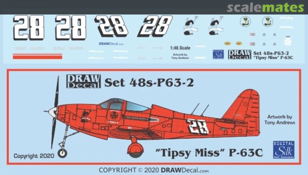 Boxart “Tipsy Miss” P-63C 48-P63-2 Draw Decal