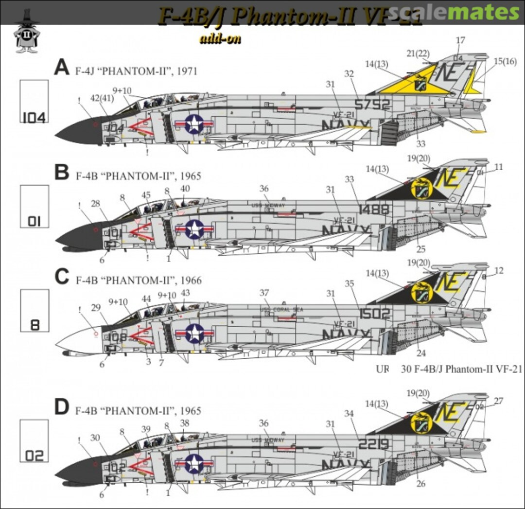 Boxart F-4B/J Phantom-II VF-21 (no stencils) UR14430 UpRise