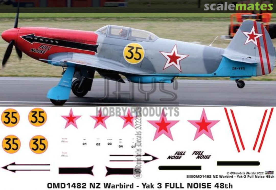 Boxart Warbird - Yak-3 Full Noise OMD1482 Oldmodels Decals