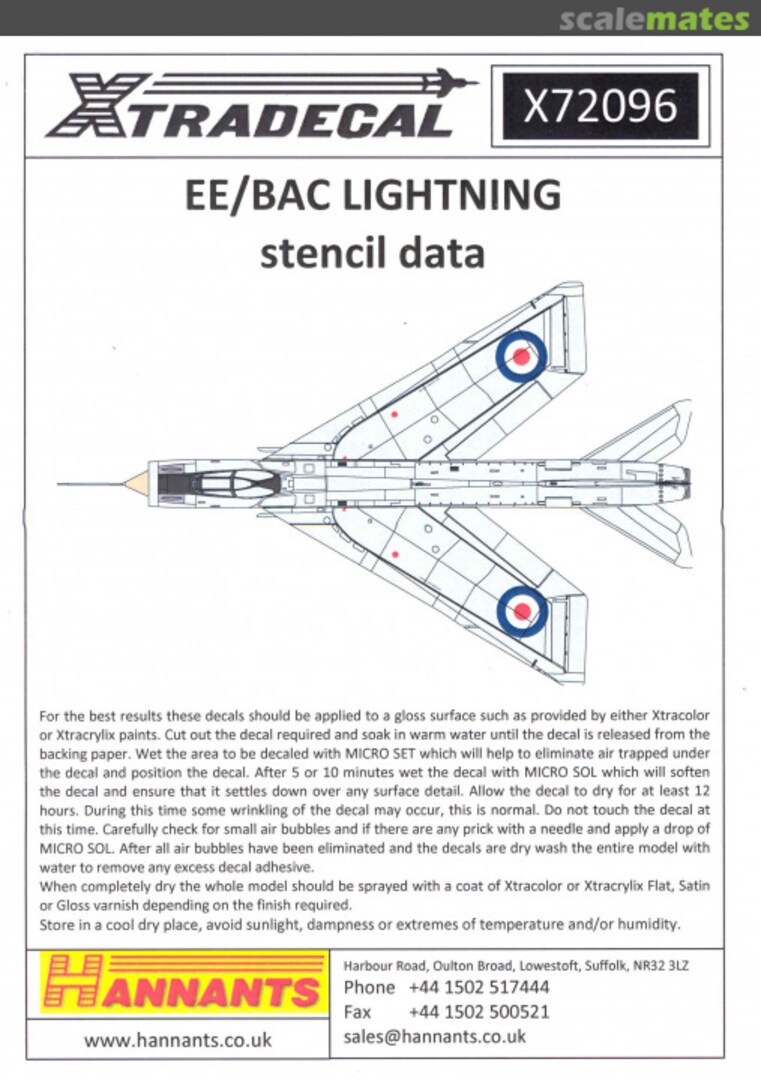 Boxart EE/BAC Lightning X72096 Xtradecal