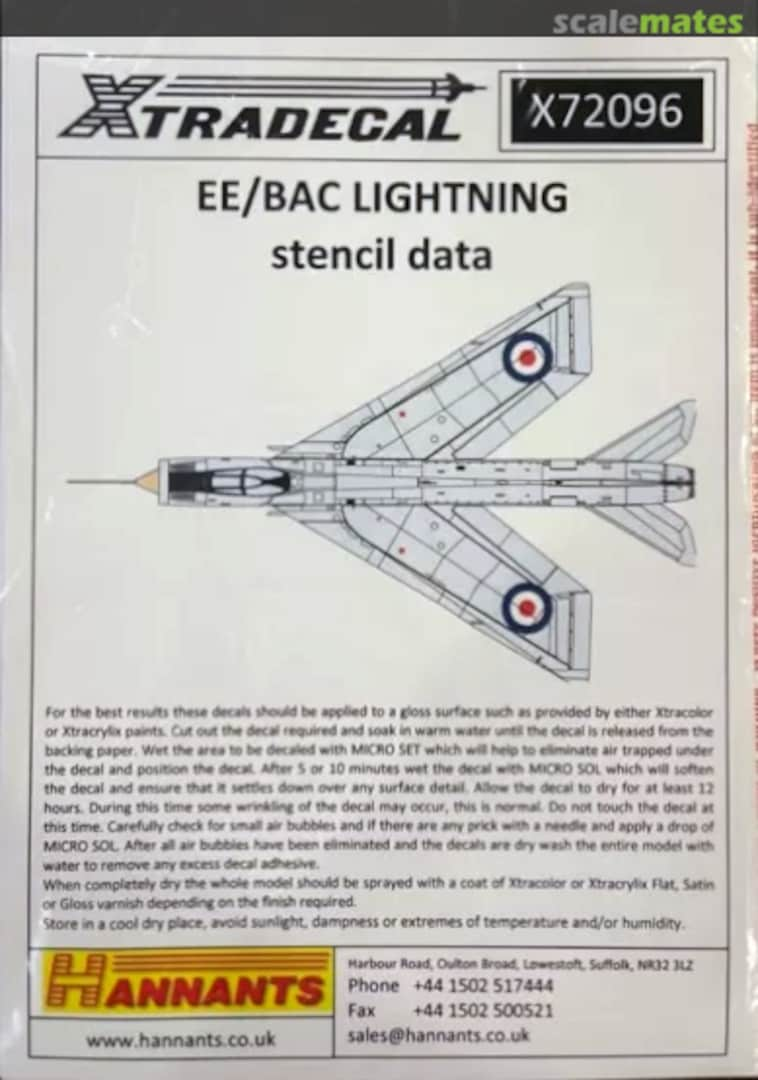 Boxart BAC/EE Lightning Stencil Data X72096 Xtradecal