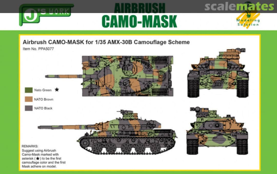 Boxart Airbrush CAMO-MASK AMX-30B PPA5077 J's Work