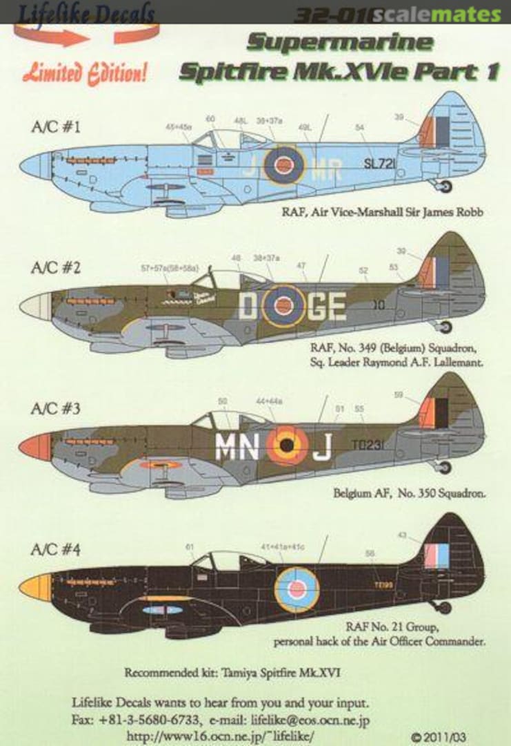 Boxart Supermarine Spitfire Mk.XVIe 32-010 Lifelike Decals