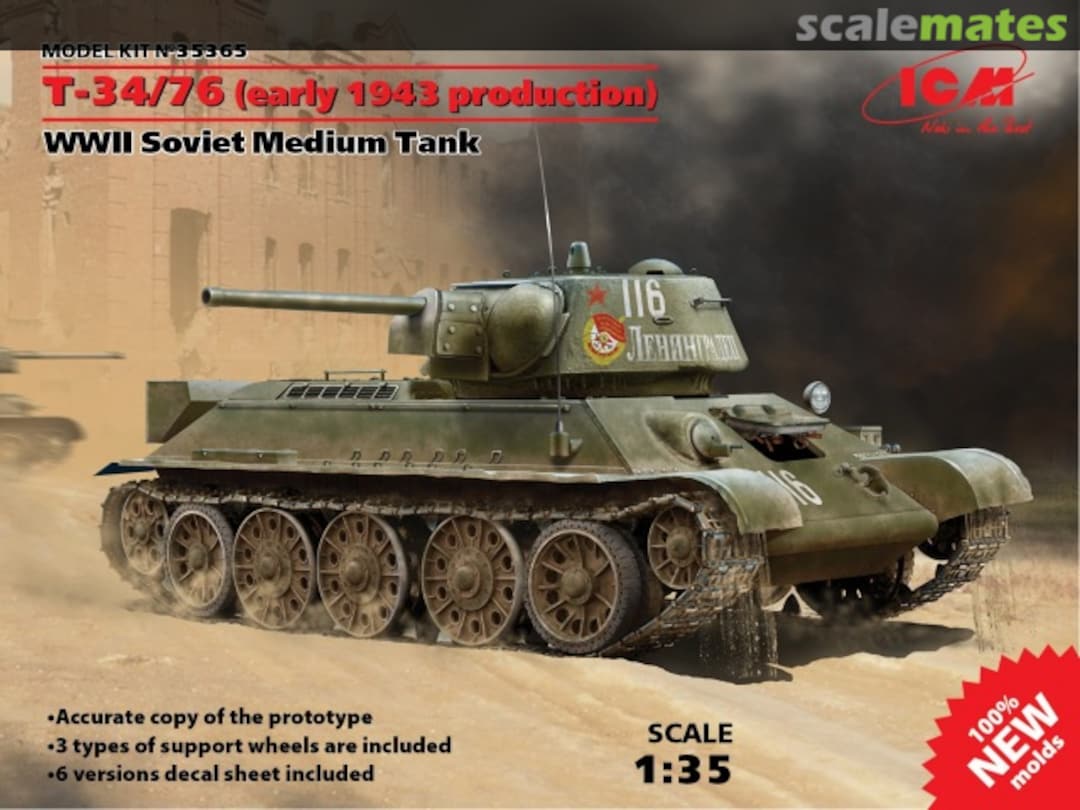 Boxart T-34/76 (early 1943 production) 35365 ICM