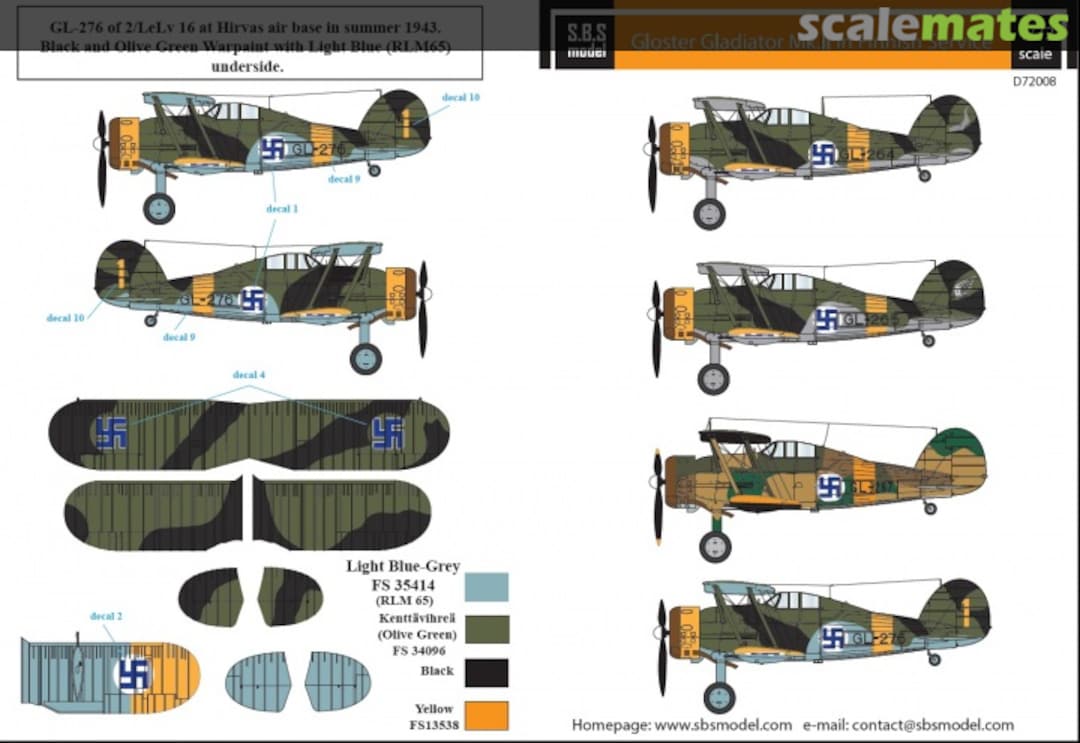 Boxart Gloster Gladiator Mk.II in Finnish service D72008 SBS Model