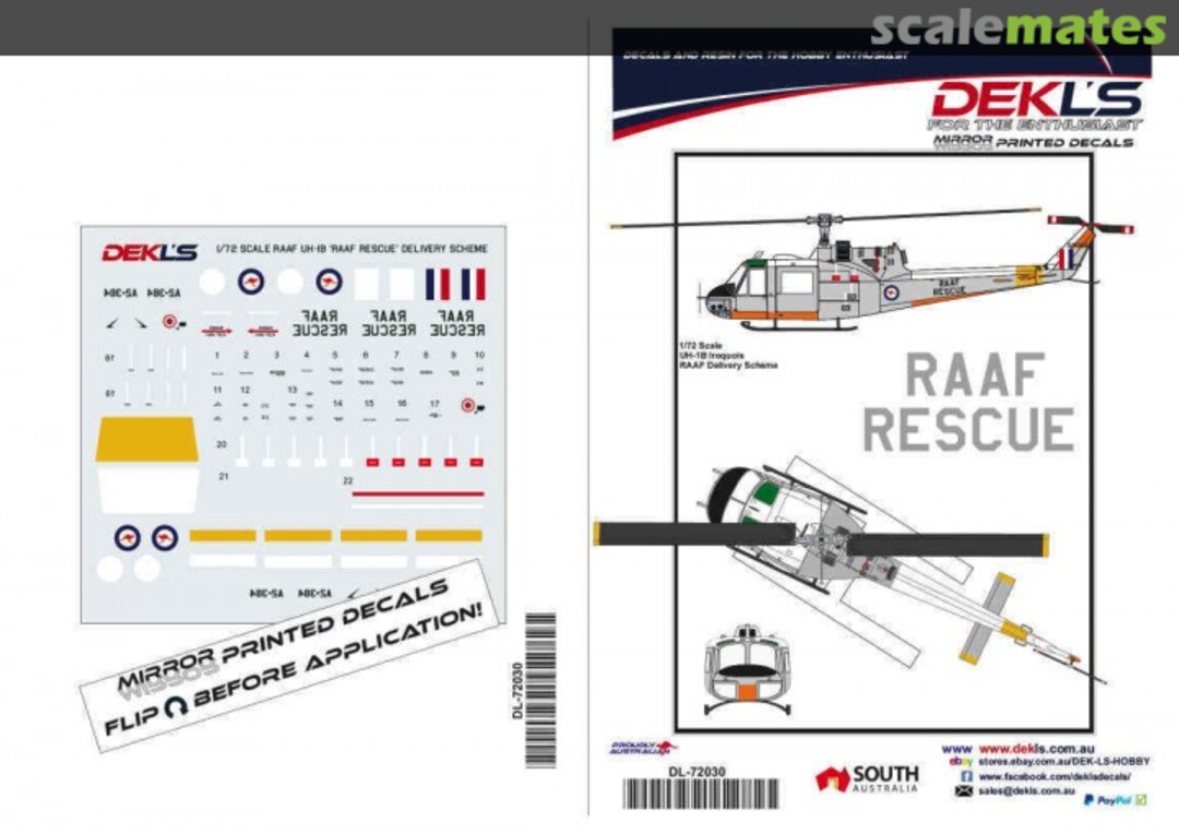 Boxart UH-1B Iroquois 'Huey' RAAF - RAAF RESCUE DL72030 DEKL's