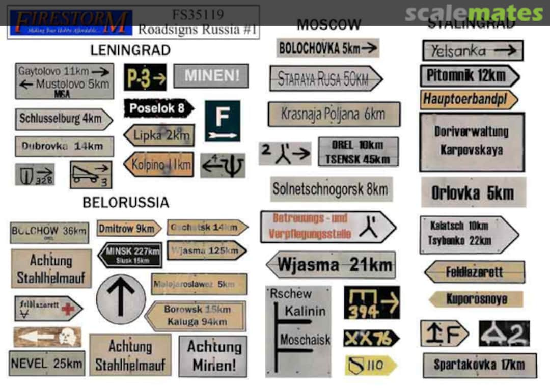 Boxart Road Signs Russia FS35119 Firestorm Models