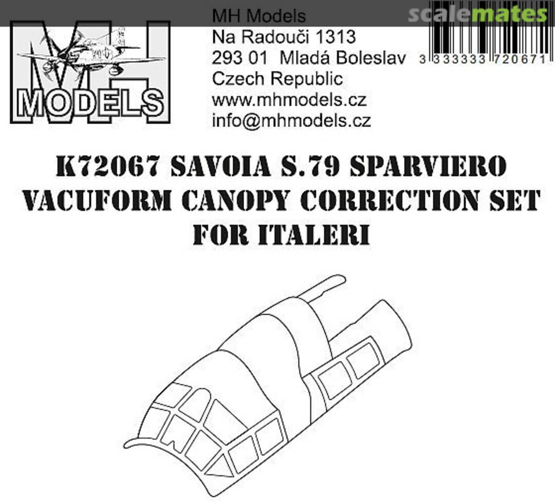 Boxart Savoia S.79 Sparviero Vacuform Canopy Correction Set K72067 MH Models