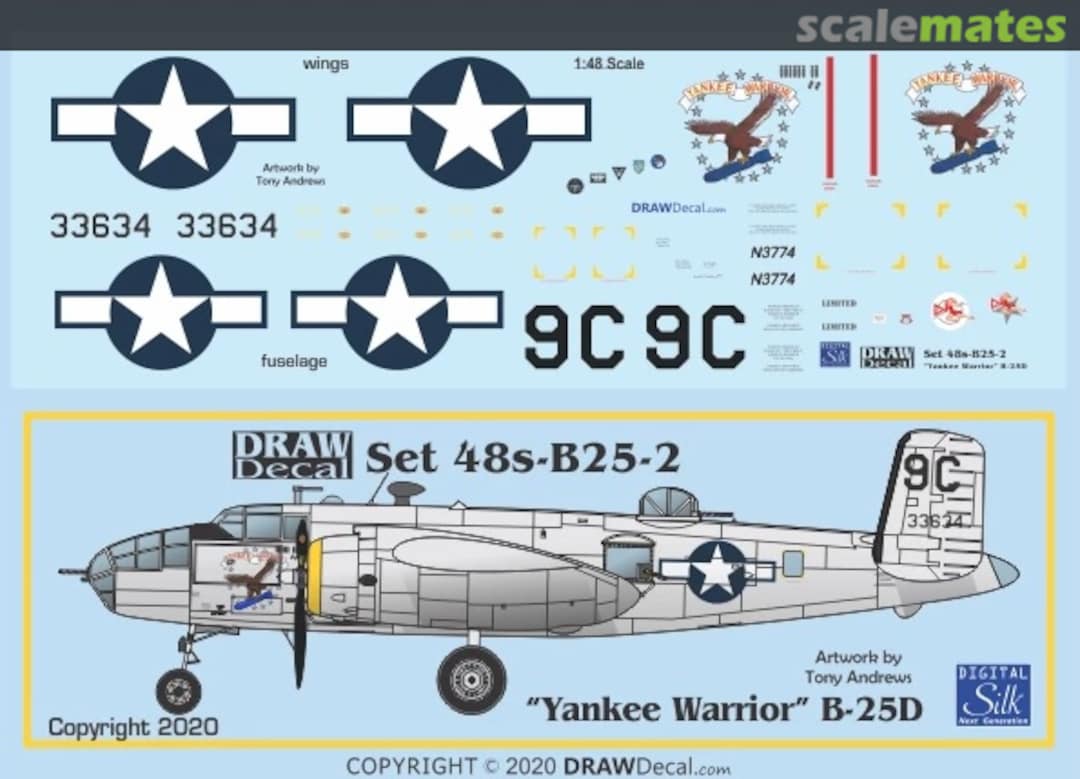 Boxart “Yankee Warrior” B-25D 48-B25-2 Draw Decal