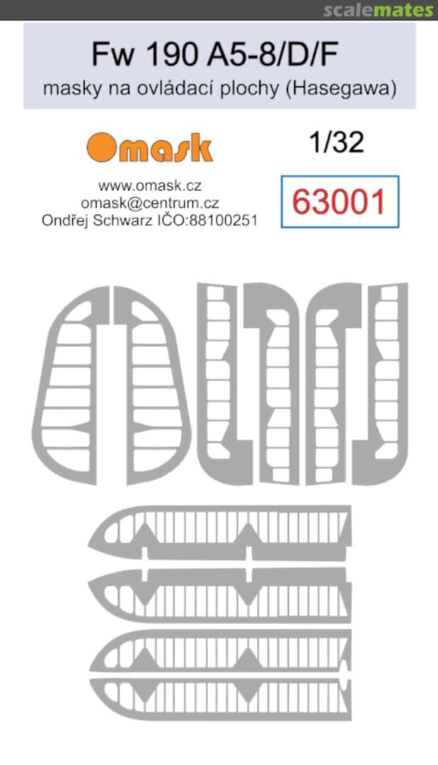 Boxart 1/32 Fw 190 A5-8 / D / F masks for control surfaces (for Hasegawa) 63001 Omask