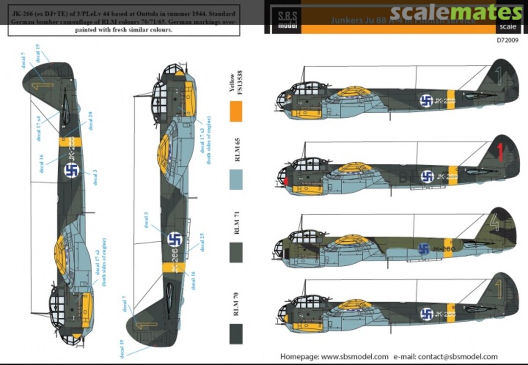 Boxart Junkers Ju-88 A-4 in Finnish service D72009 SBS Model