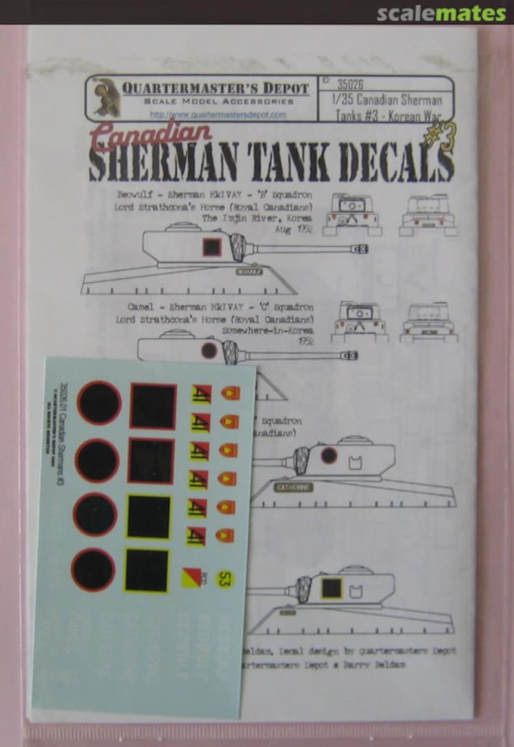 Boxart Canadian Sherman Tank Decals #3 - Korean War 35026 Quartermaster's Depot