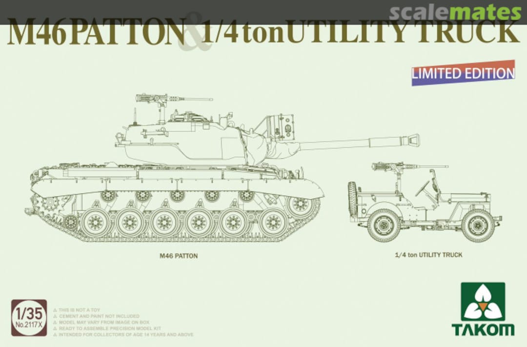 Boxart M46 Patton & 1/4 ton Utility Truck 2117x Takom