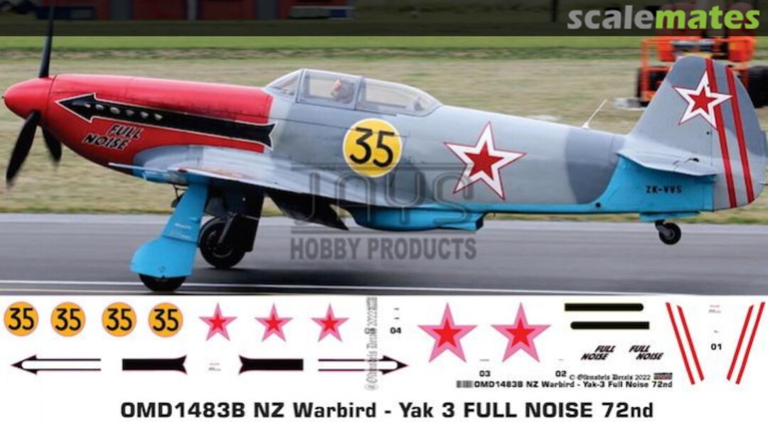 Boxart Warbird - Yak-3 Full Noise OMD1483B Oldmodels Decals