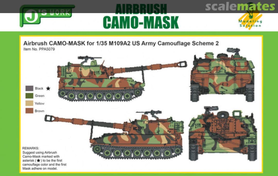 Boxart Airbrush CAMO-MASK US Army M109A2 Scheme #2 PPA5079 J's Work