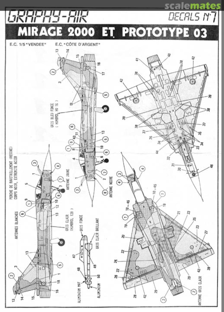 Boxart Mirage 2000 et Prototype 03 Decals N°7 Graphy-Air