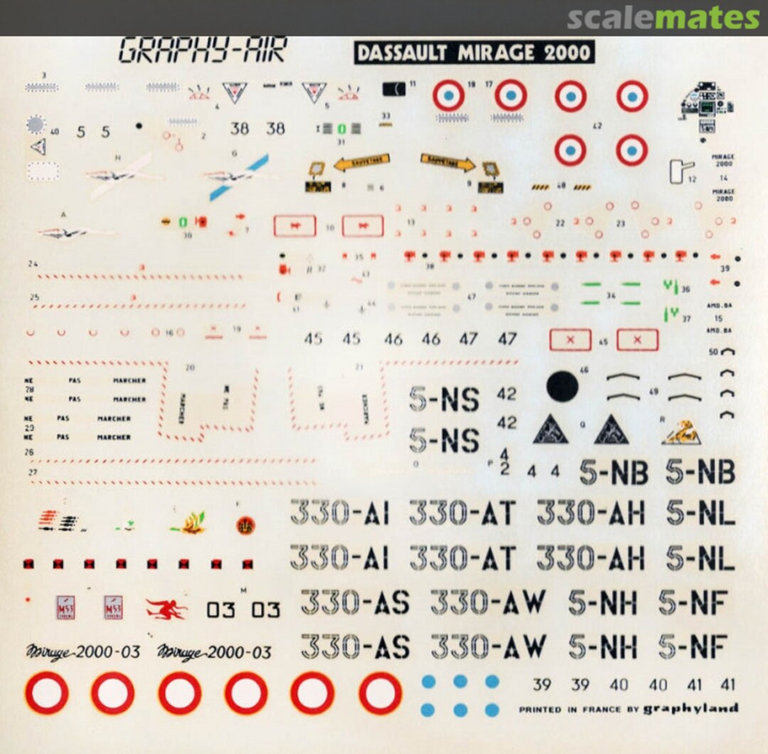 Contents Mirage 2000 et Prototype 03 Decals N°7 Graphy-Air