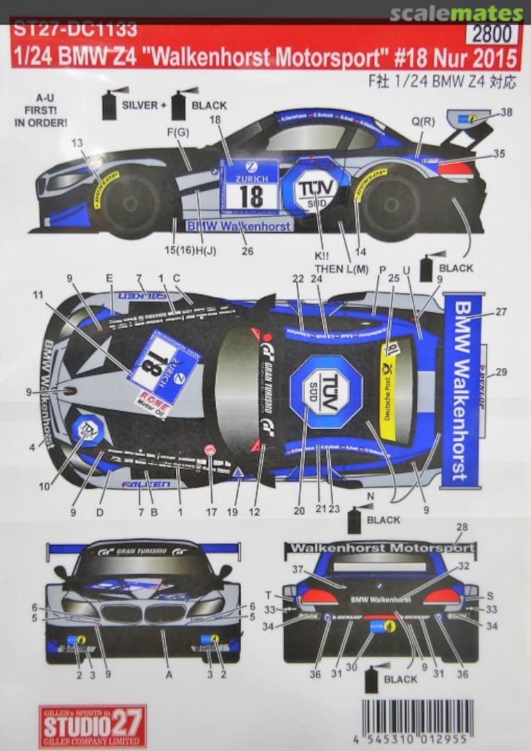 Boxart BMW Z4 GT3 Walkenhorst Mortorsport #18 2015 ST27-DC1133 Studio27