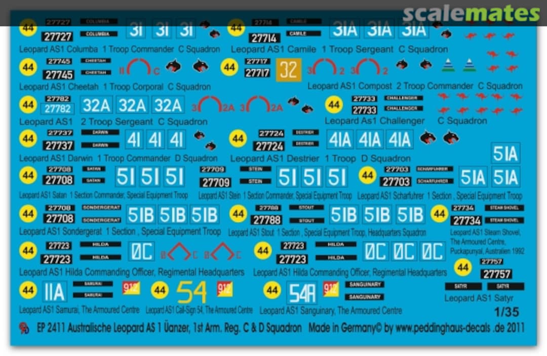Boxart Australische Leopard Panzer EP 2411 Peddinghaus-Decals
