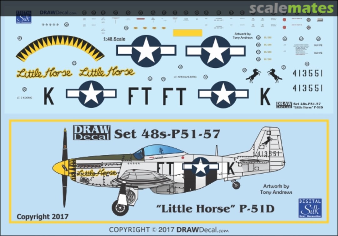 Boxart P-51D "Little Horse" 48-P51-57 Draw Decal