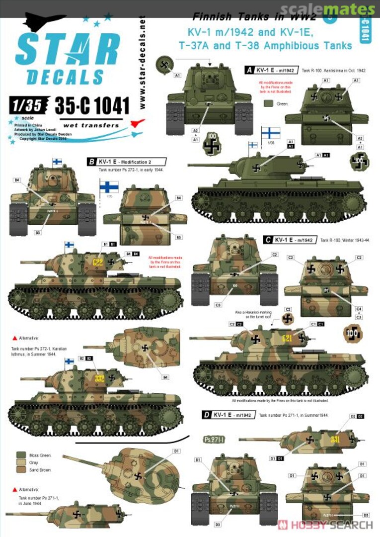 Boxart Finnish Tanks in WW2 # 5 35-C1041 Star Decals