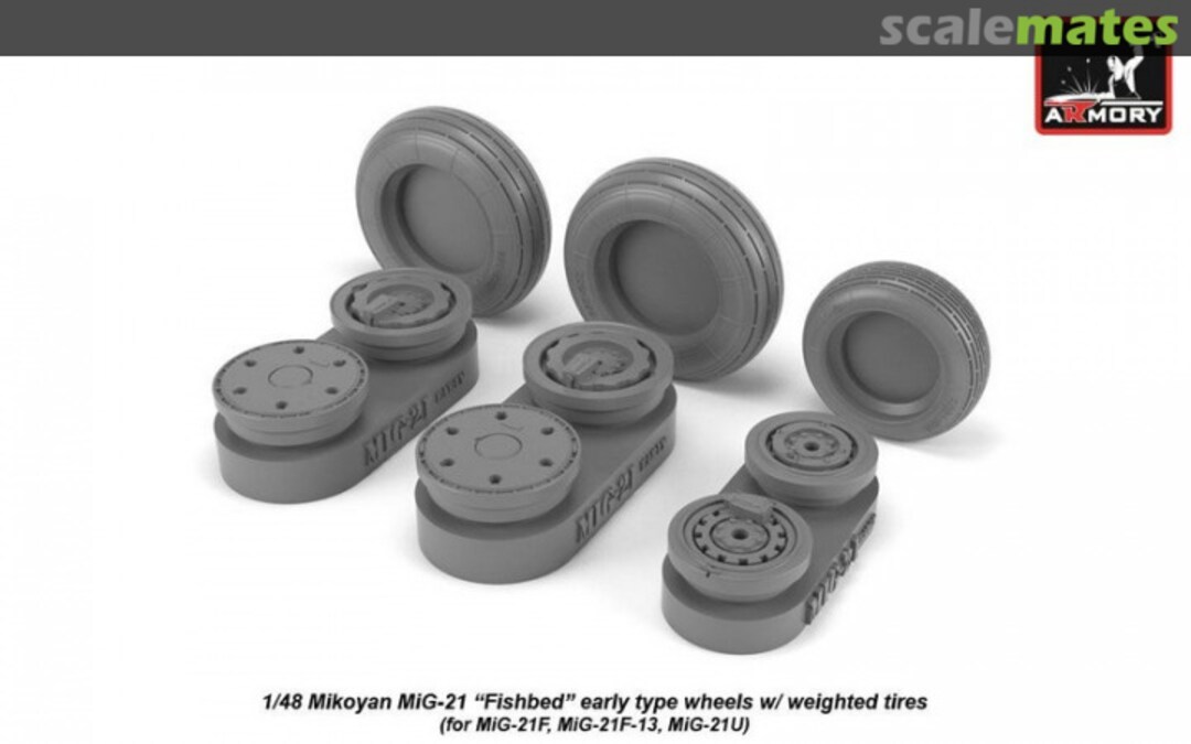 Boxart Mikoyan MiG-21 Fishbed wheels w/ weighted tires, early AW48027 Armory