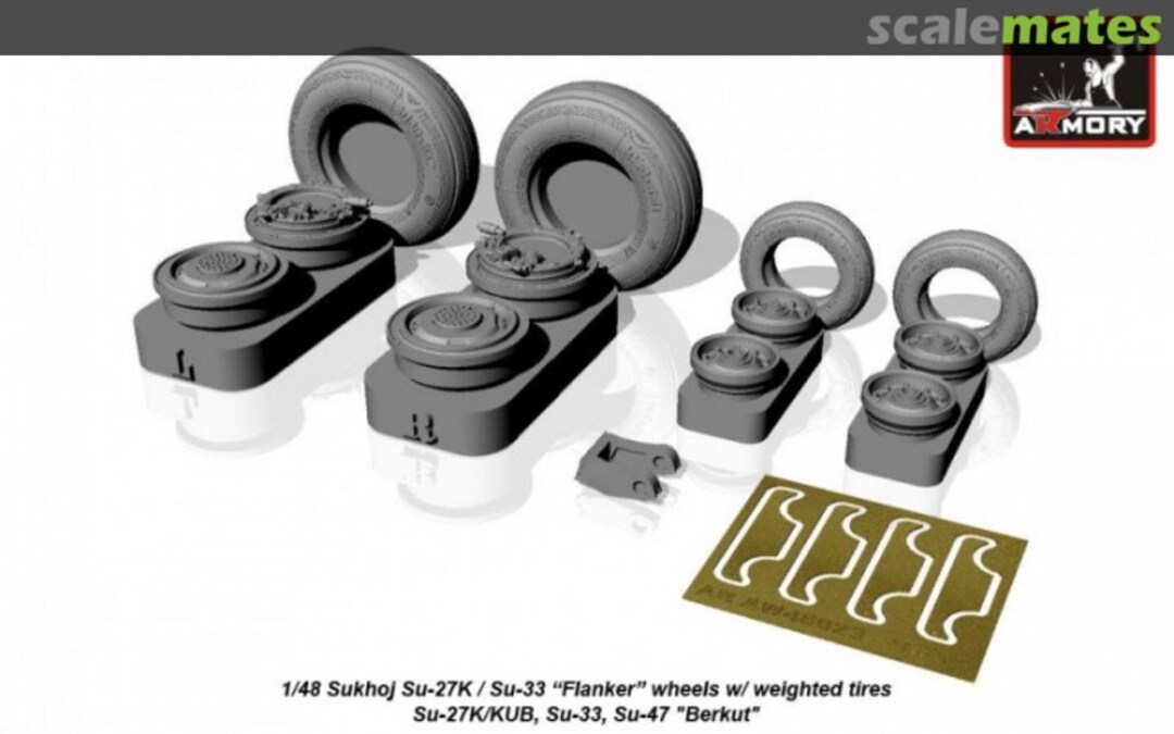 Boxart Sukhoj Su-27K / Su-33 wheels w/ weighted tires, AW48023 Armory