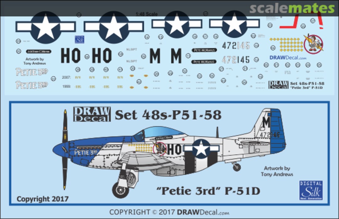 Boxart P-51D "Petie 3rd" 48-P51-58 Draw Decal