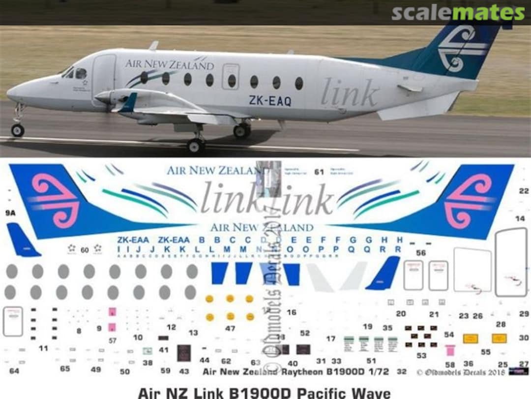 Boxart Air New Zealand B1900D OMD0233 Oldmodels Decals