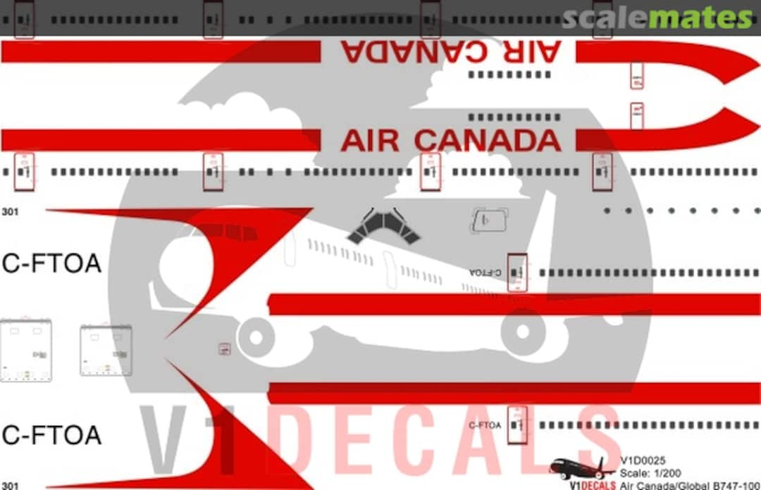 Boxart Air Canada Boeing 747-100 V1D0025-200 V1 Decals