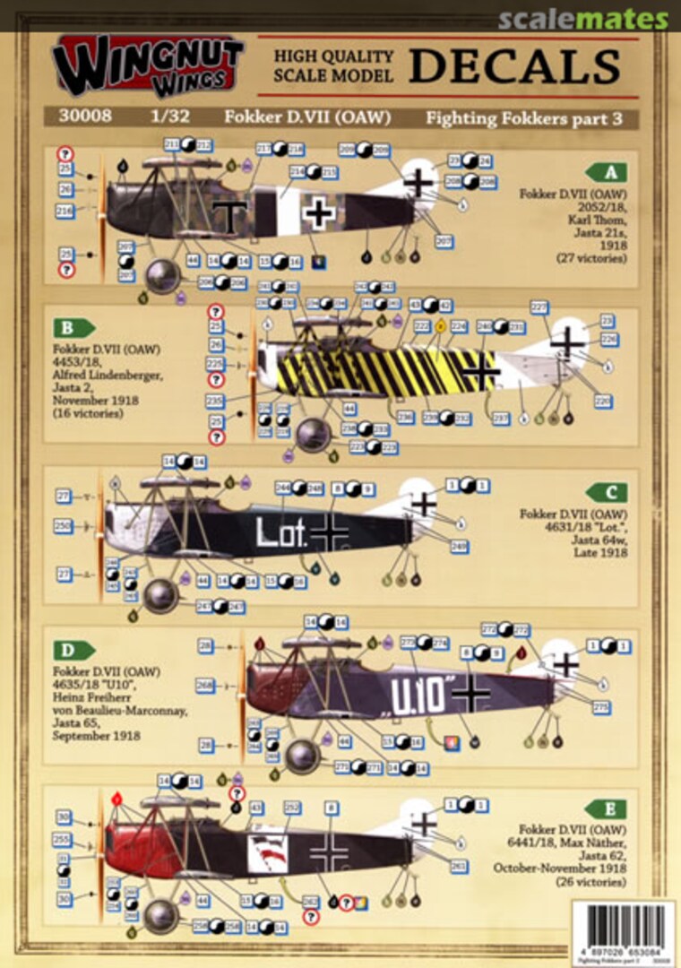 Boxart Fokker D.VII (OAW) Fighting Fokkers Part 3 30008 Wingnut Wings