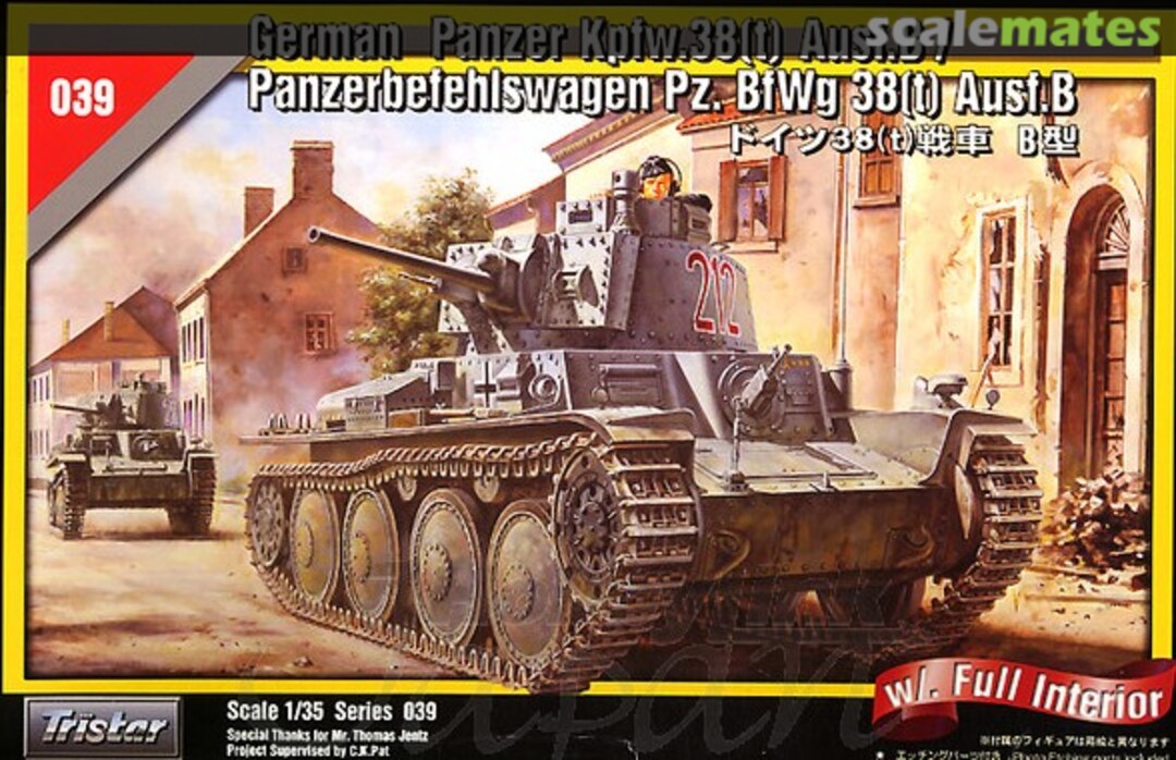 Boxart Panzer Kpfw.38(t) Ausf.B / Panzerbefehlswagen Pz. BfWg 38(t) Ausf.B 35039 Tristar