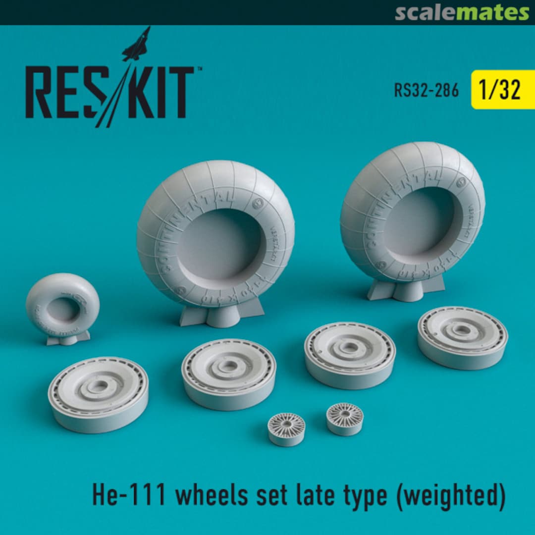 Boxart He-111 wheels set late type weighted RS32-0286 ResKit