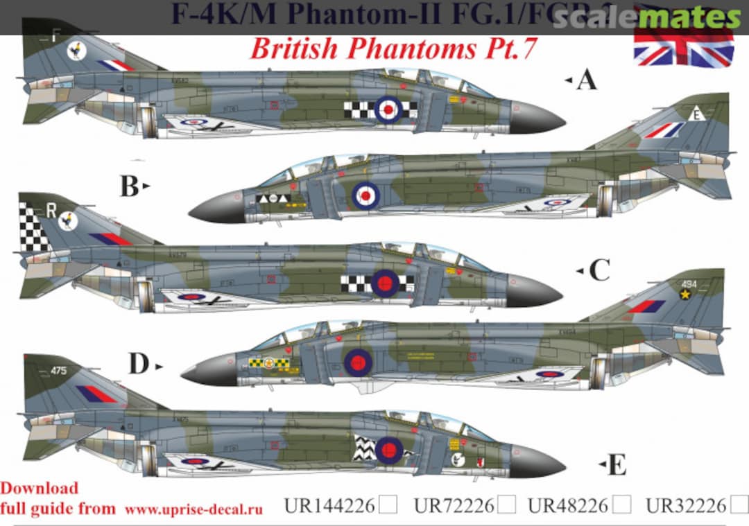 Boxart F-4K/M Phantom-II (FG.1/FGR.2) British Phantoms Pt.7, no stencils, FFA(removable film) UR48226 UpRise Decal