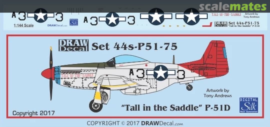 Boxart “Tall in the Saddle” P-51D 44-P51-75 Draw Decal